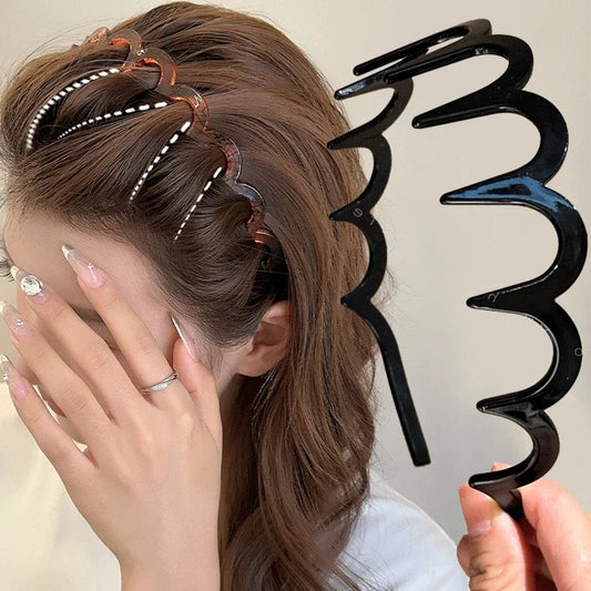 Gezahntes Wellen Stirnband für Damen Einfarbig Anti-Rutsch Haarschmuck