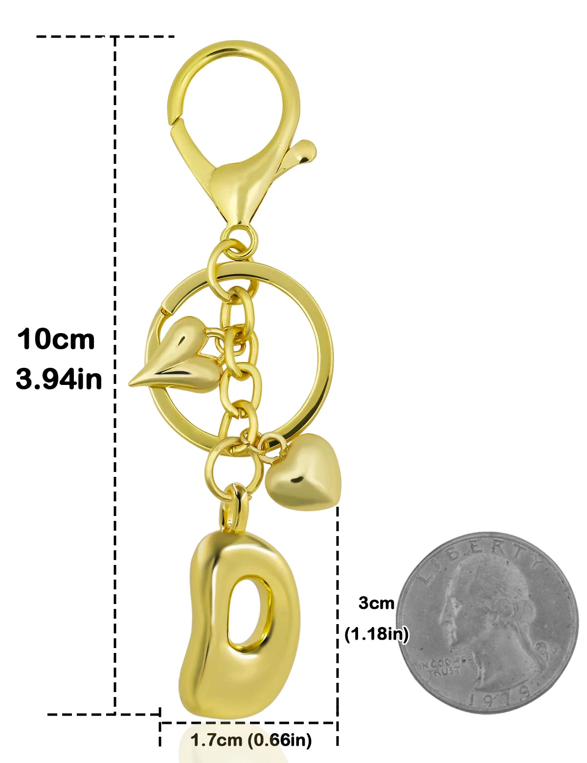 Personalisierter 18K Gold Schlüsselanhänger mit Herz – Blasenbuchstaben Damen