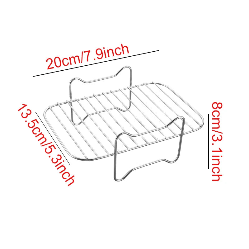 Edelstahl Air Fryer Backblech mit Doppelstock-Rack für gleichmäßiges Garen