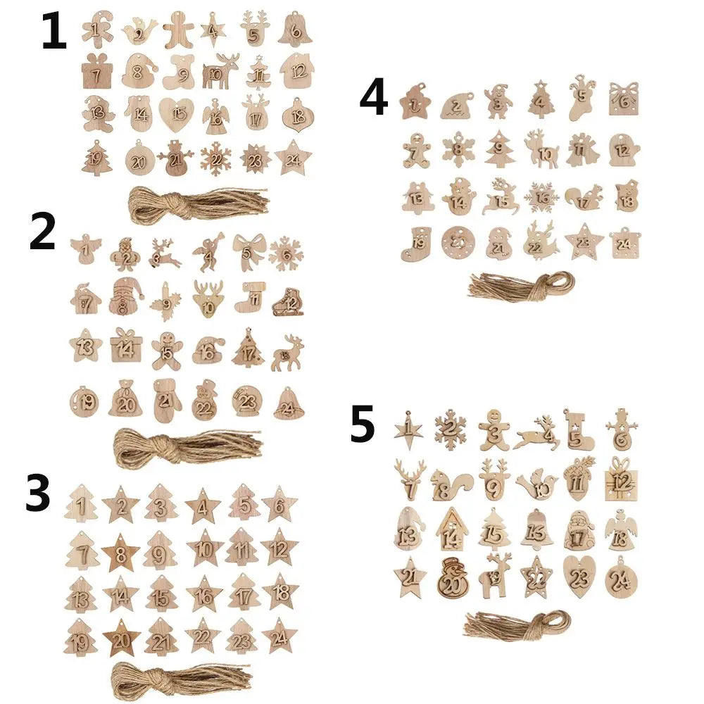 24-teiliges Adventskalender DIY-Label Set mit Zahlen zum Aufhängen