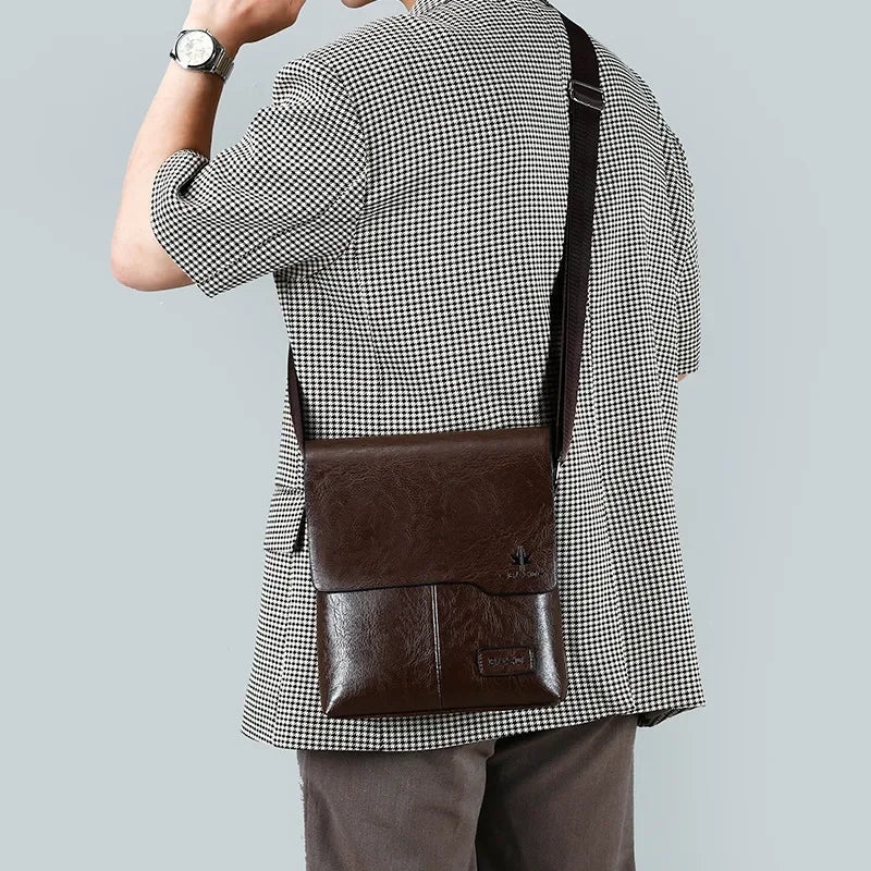 Elegante Vintage Messenger Tasche aus PU-Leder für Herren in Braun, Schwarz - Khaki