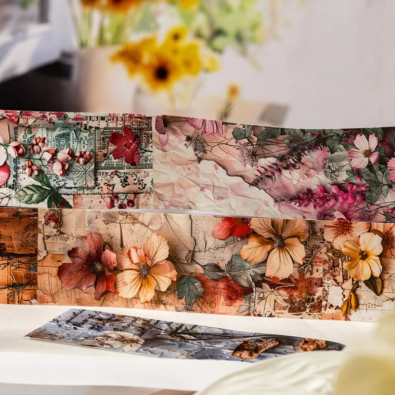 Breites 2m Blumen-Washi-Tape 45mm für Dekoration Basteln Journaling