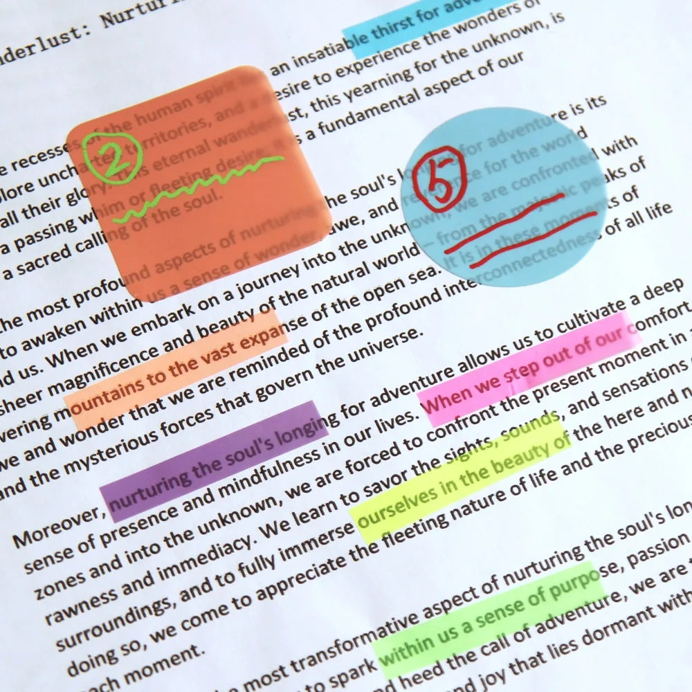 Transparent Bunte Selbstklebende Notizblöcke für Büro und Schule