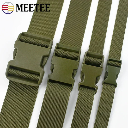 Armygreen Nylon Gurtband Set 20-50mm Kunststoff Schnallen für Rucksack Hundehalsband