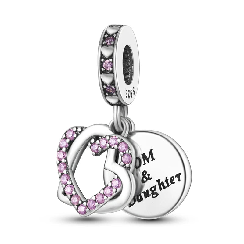 Romantische rosa 925 Silber Charms mit Zirkon – Herz - Parfüm Flasche Set