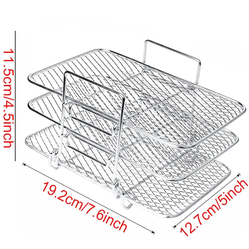 Edelstahl Air Fryer Backblech mit Doppelstock-Rack für gleichmäßiges Garen