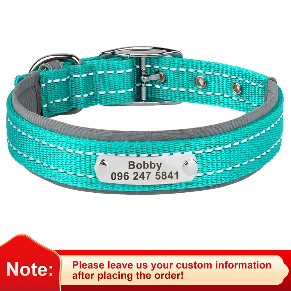 Reflektierendes Nylon-Hundehalsband mit ID-Tag für kleine bis große Hunde