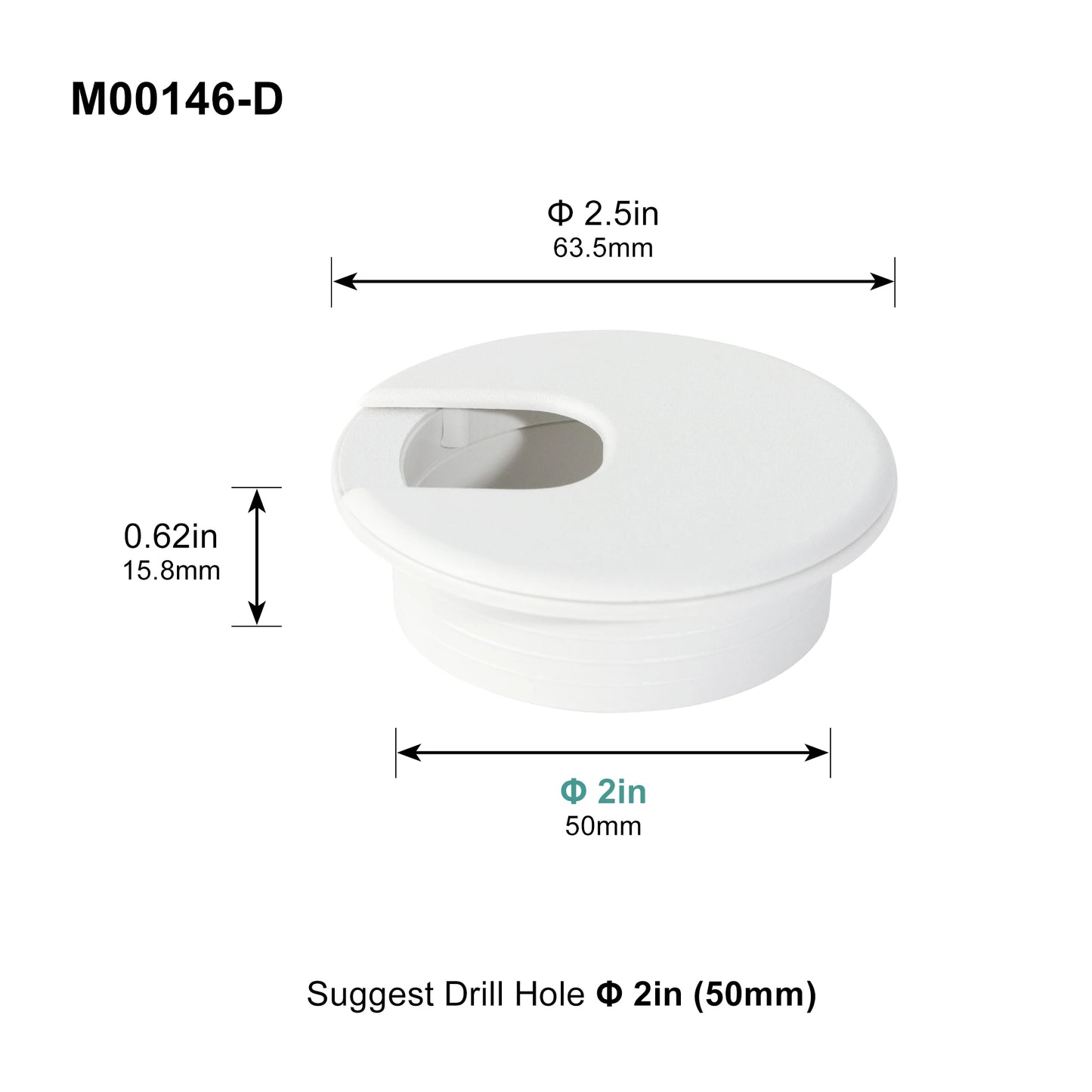 Kabeldurchführung Tülle 2 Zoll für Schreibtisch Lochabdeckung Kabel Organizer