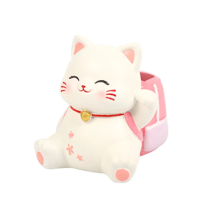 Niedlicher Katzen Stifthalter Harz Desktop Organizer für Schule Büro