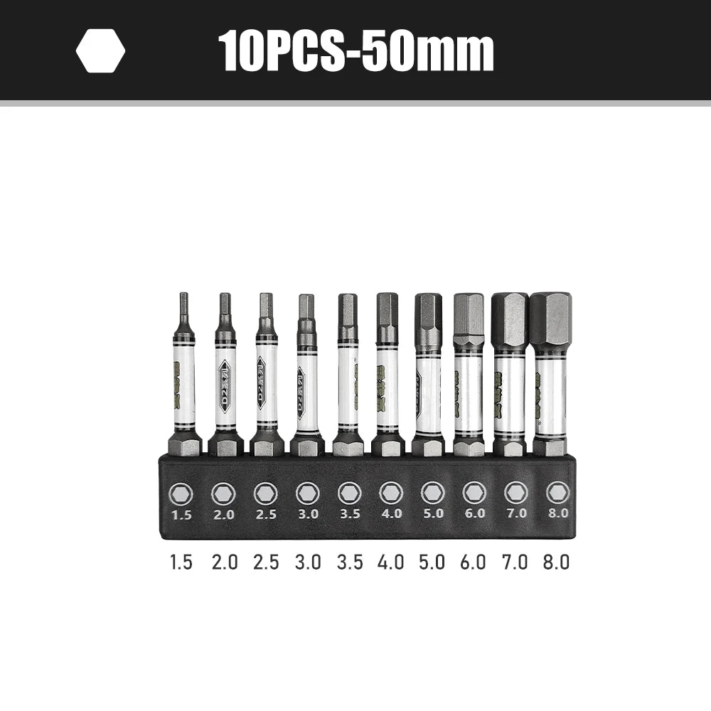 10-tlg. magnetisches 50/100mm Sechskant Schraubendreher Bit Set 1/4 Schaft