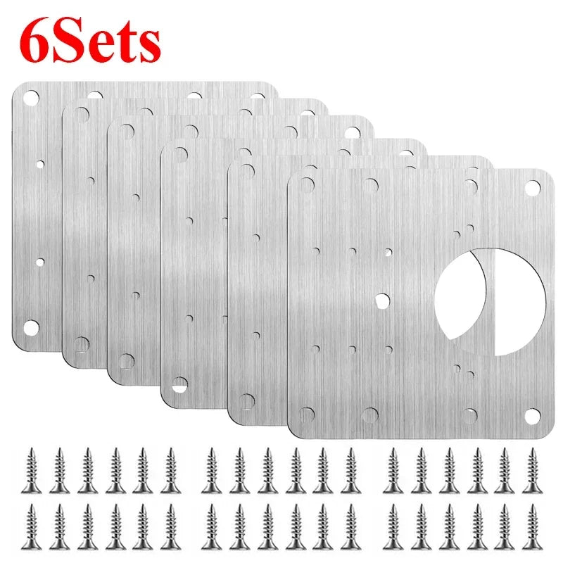 Edelstahl Reparaturplatten für Möbel-Scharniere inkl Schrauben Sets