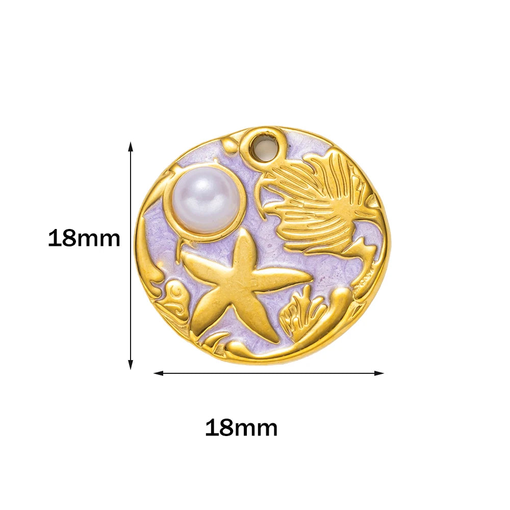 5-teiliges Edelstahl Charms Set Seestern golden für Schmuck DIY
