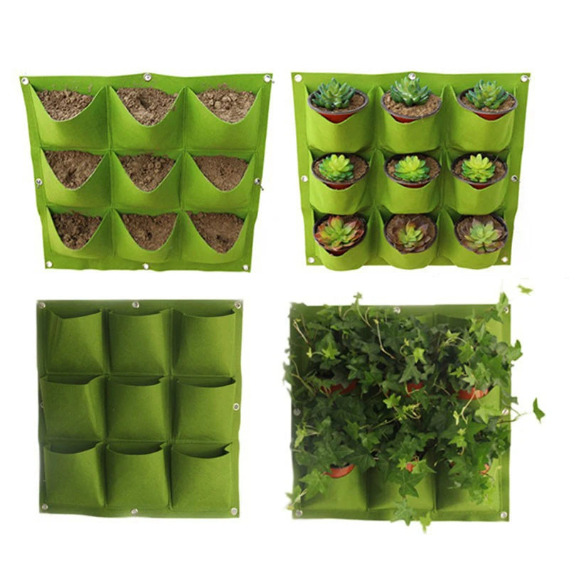 Vertikaler Wandpflanzer Tasche Grün – Ideal für Kräuter - Blumen Garten Balkon