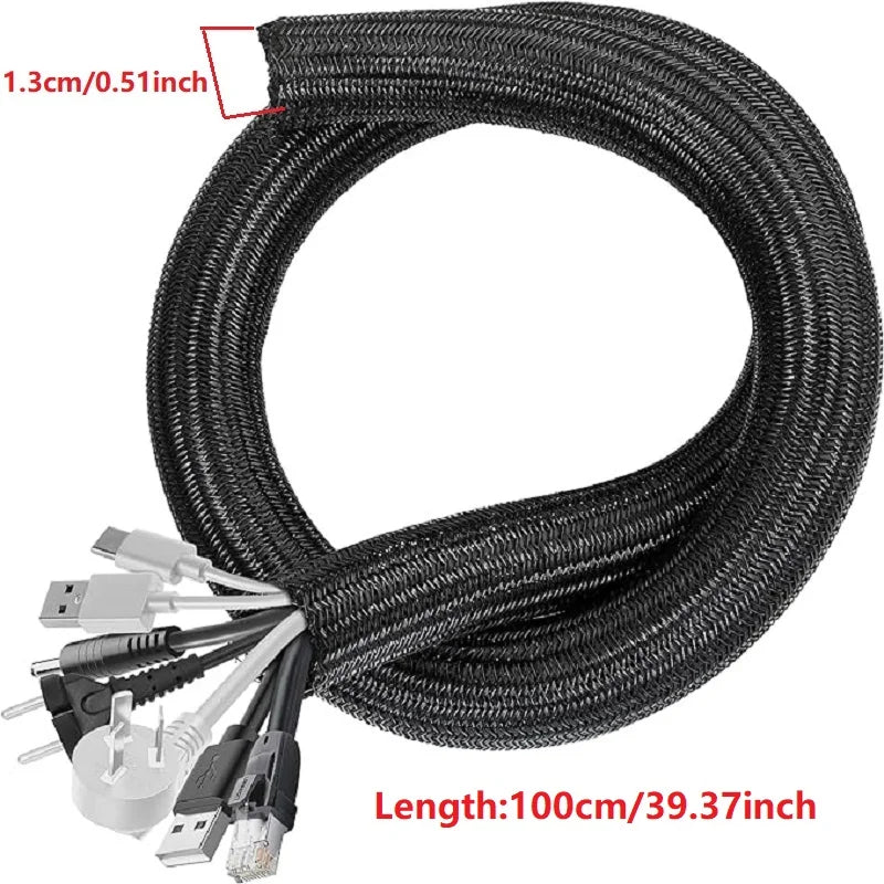 Geflochtene Kabelhülse aus Nylon, flexibel - erweiterbar 1-5m Länge