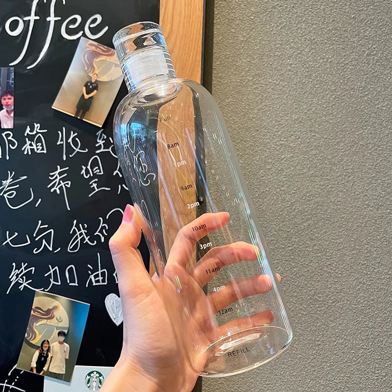Auslaufsichere 500 ml Sport Wasserflasche mit Zeitmarkierung – Transparent & Robust