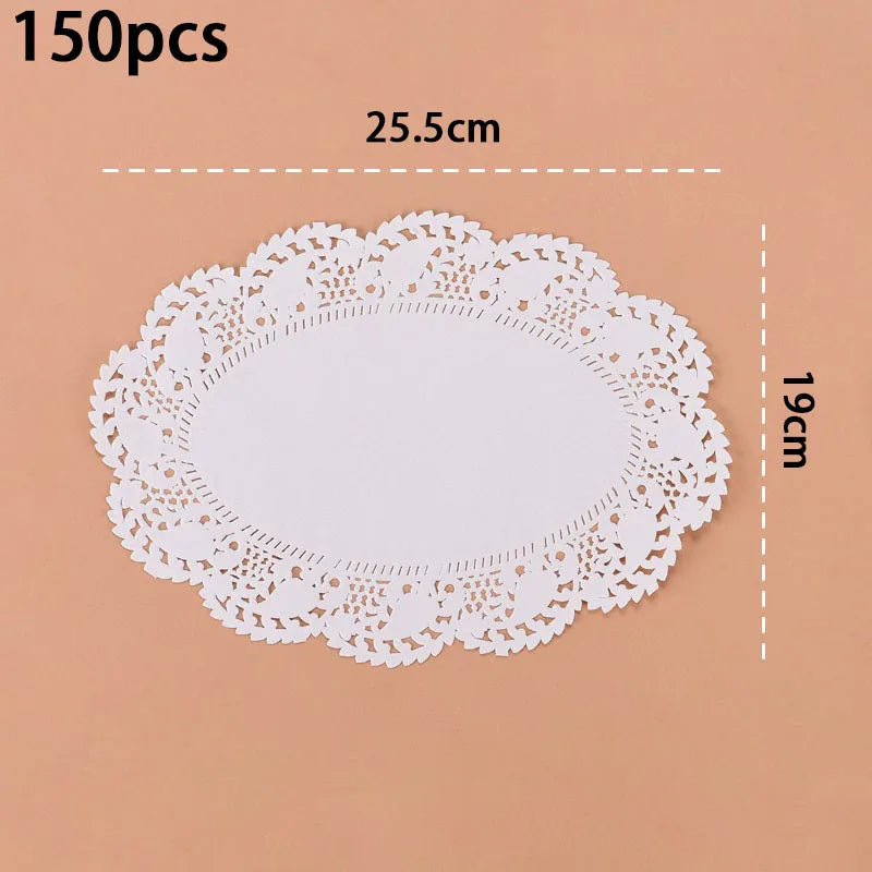 150 Runde Papier Spitzendeckchen Weiß Party Deko Tischsets Backzubehör