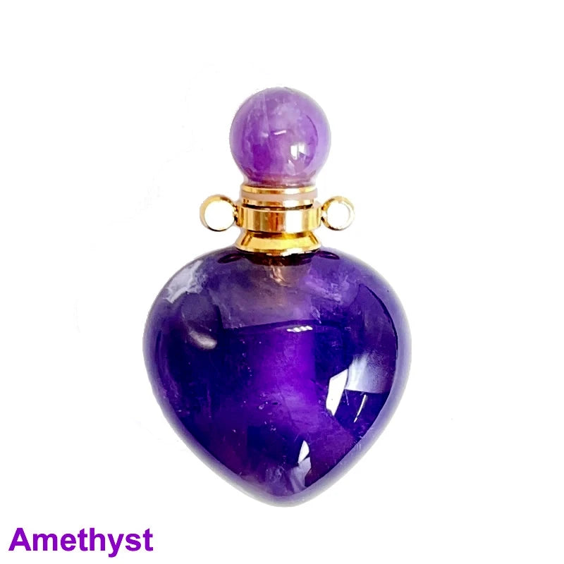 Unregelmäßige Naturstein Parfümflasche Anhänger – Amethyst Tigerauge Öl Diffusor