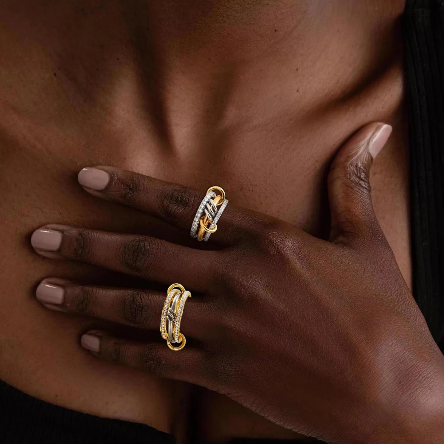 18K vergoldete Edelstahl-Ringe mit Zirkonia für stilbewusste Damen