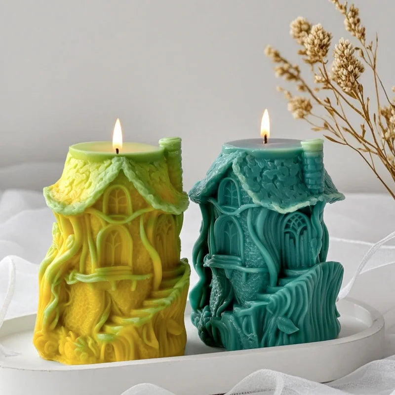 3D Silikonform Baum Haus für Kerzen, Beton, Gips – DIY Geschenk