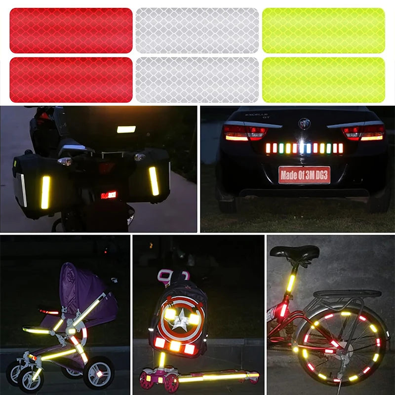 Sichere Nachtfahrt: Reflektierende Fahrradaufkleber 30x80mm in 10-60 Stück
