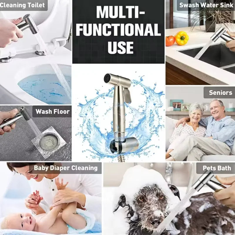 Effektive Hygiene leicht gemacht: Handliches Edelstahl Bidet mit horizontalem Spray