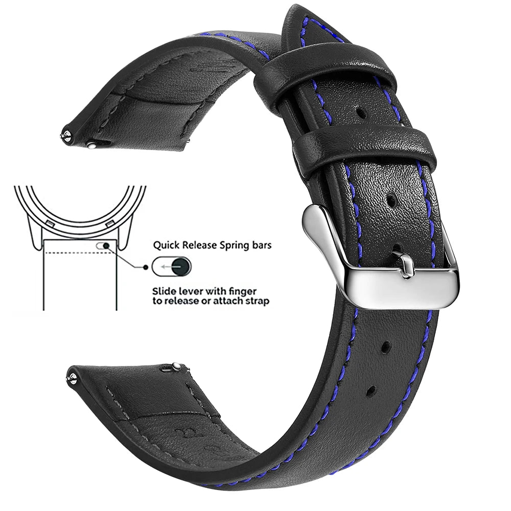 Echtleder Uhrenarmband Schnellverschluss 18/20/22mm für viele Smartwatches