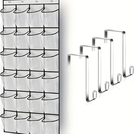 Platzsparender Schuh Organizer mit 24 atmungsaktiven Netztaschen