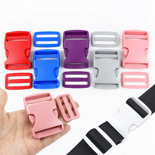 38mm Kunststoff Set: Schnellverschluss Schnallen & Tri-Glide für Rucksack Gürtel