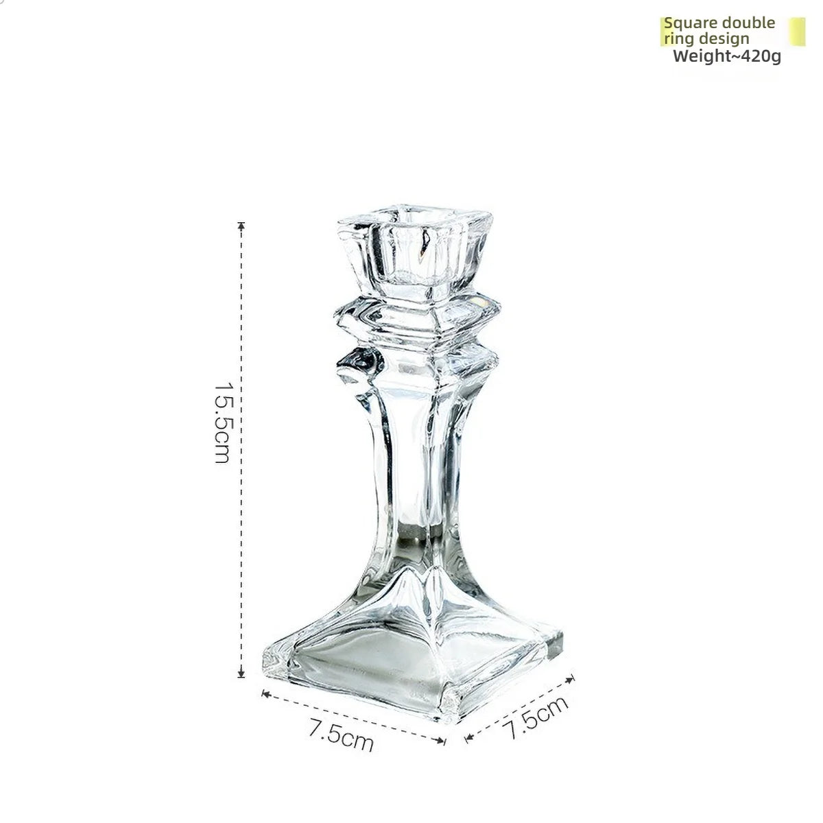 Transparenter Kerzendochthalter aus Glas als stilvoller Tischkerzenständer