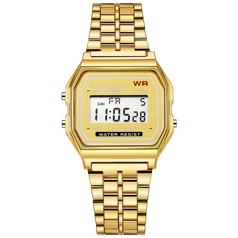 Digitaluhr mit luxuriösem Roségold und Retro-LED-Display für Damen