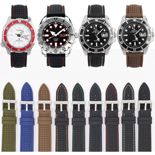 Weiches Silikon-Gummi-Uhrenarmband 20-24 mm, wasserdicht & atmungsaktiv