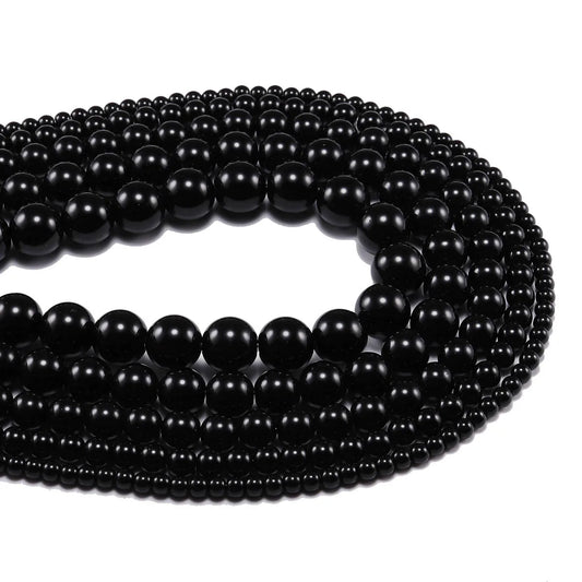 Schwarze Achate Rondellen 6-12mm Natursteinperlen für Schmuck DIY