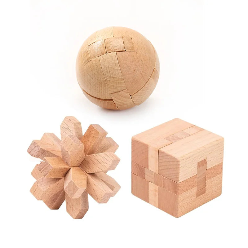 3PCS LuBan Lock Holz Puzzle IQ Brain Teaser für Erwachsene und Kinder