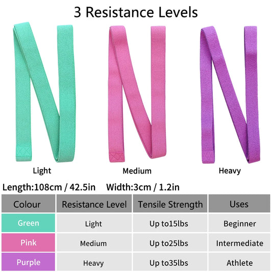 3er Set lange elastische Stoff Widerstandsbänder für Beine Gym Fitness