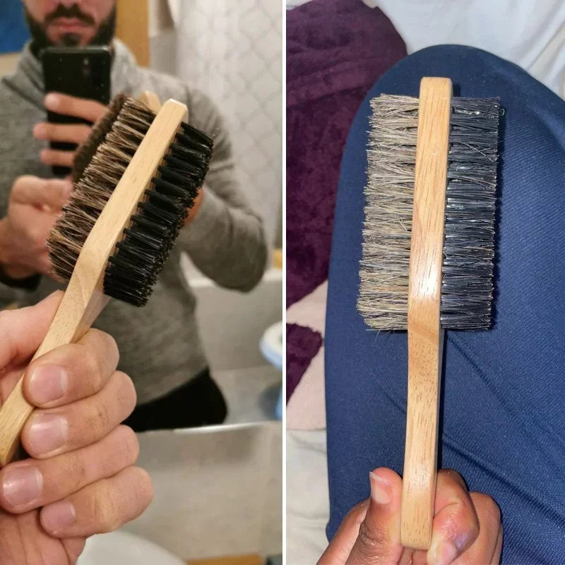 Natürliche Borsten Haarbürste mit Holzgriff für angenehme Bartpflege