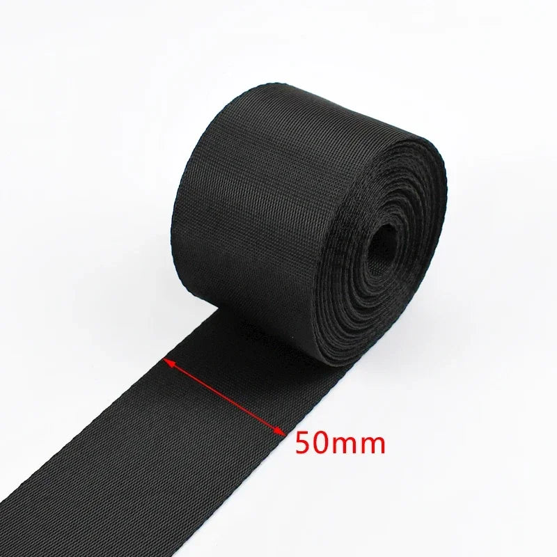 Schwarzes Nylon Gurtband 10-100mm für Taschen Gürtel Haustier Zubehör
