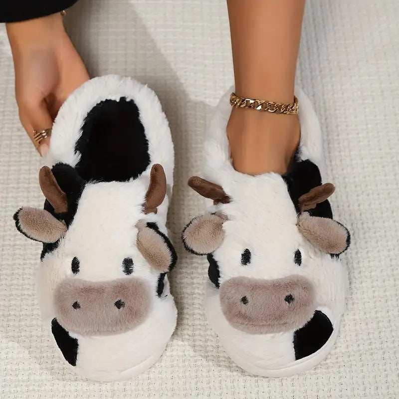 Soft Kuh-Hausschuhe für Damen – Kuschelige Tiermotive