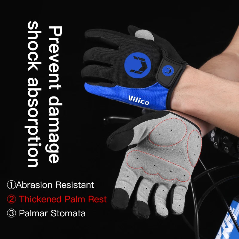 Atmungsaktive Vollfinger Fahrradhandschuhe mit Anti-Rutsch und Touchscreen