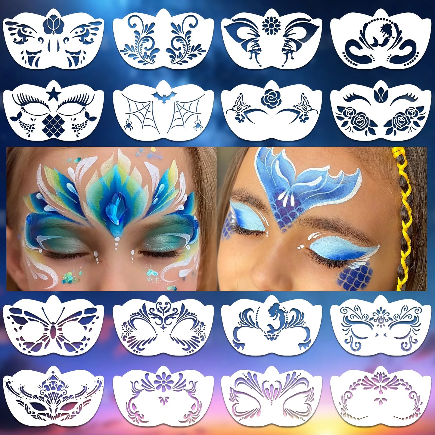 Wiederverwendbare Gesichtsbemalungsschablonen für kreative Body Art