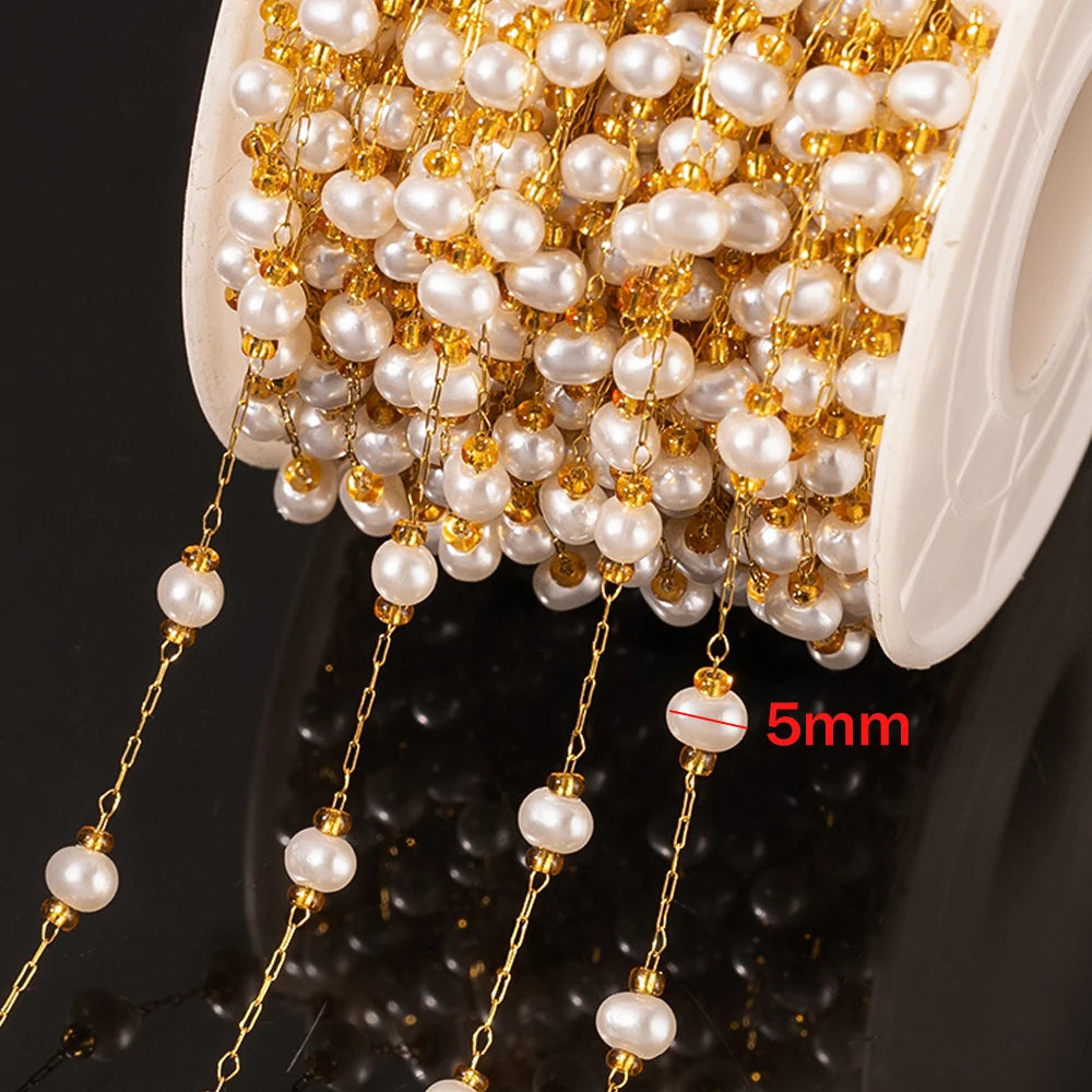 1m Edelstahl Imitationsperlenkette für DIY Schmuckherstellung Zubehör
