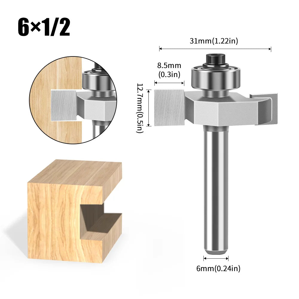 Doppel-rand T-förmiger Fräser mit 6mm und 12mm Schaft für Holzarbeiten