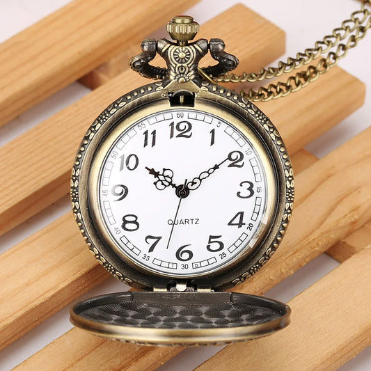 Retro Quarz Taschenuhr mit Flugzeug Anhänger Halskette