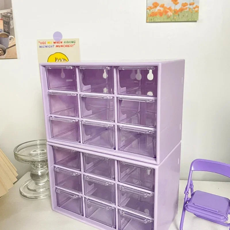 Desktop 9-Fächer Organizer transparent mit Schublade für Schreibtisch
