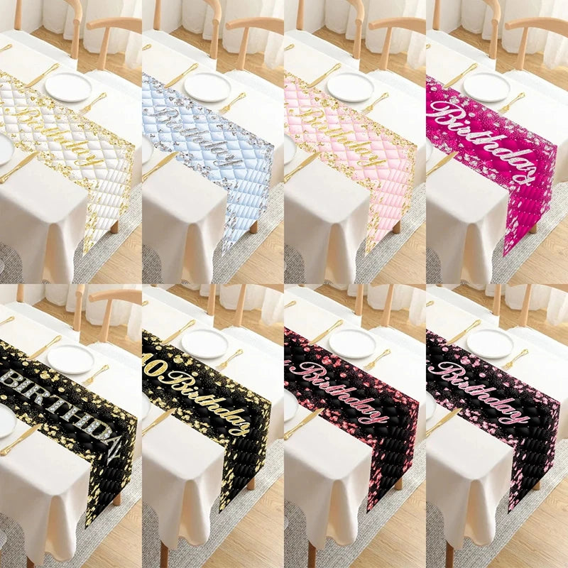 Schwarz Gold Tischläufer 180x35cm für 21. 30. 50. Geburtstag Hochzeit Party Deko