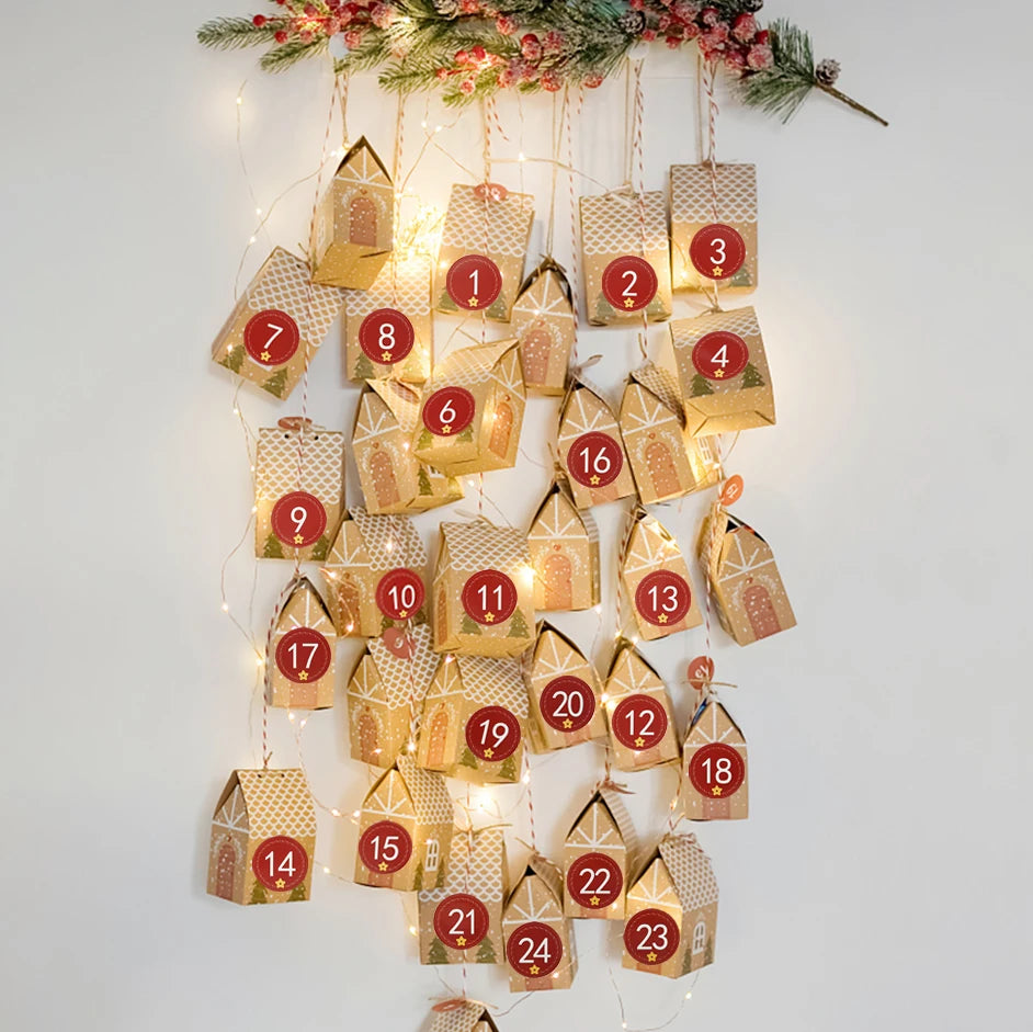 Weihnachts-Adventskalender Aufkleber 1/3/5 Blatt für Geschenkverpackung