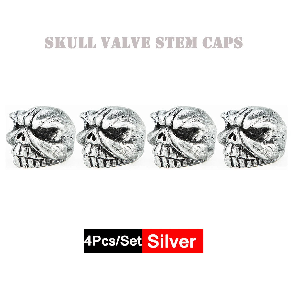 4er Set Totenkopf Ventilkappen Universal Staubdichte Reifenventilkappen