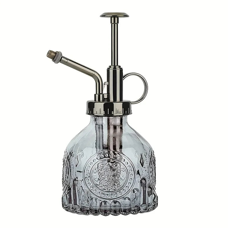 Glas Bewaesserung Spray Flasche mit Vintage Bronze Pumpe fuer Pflanzen