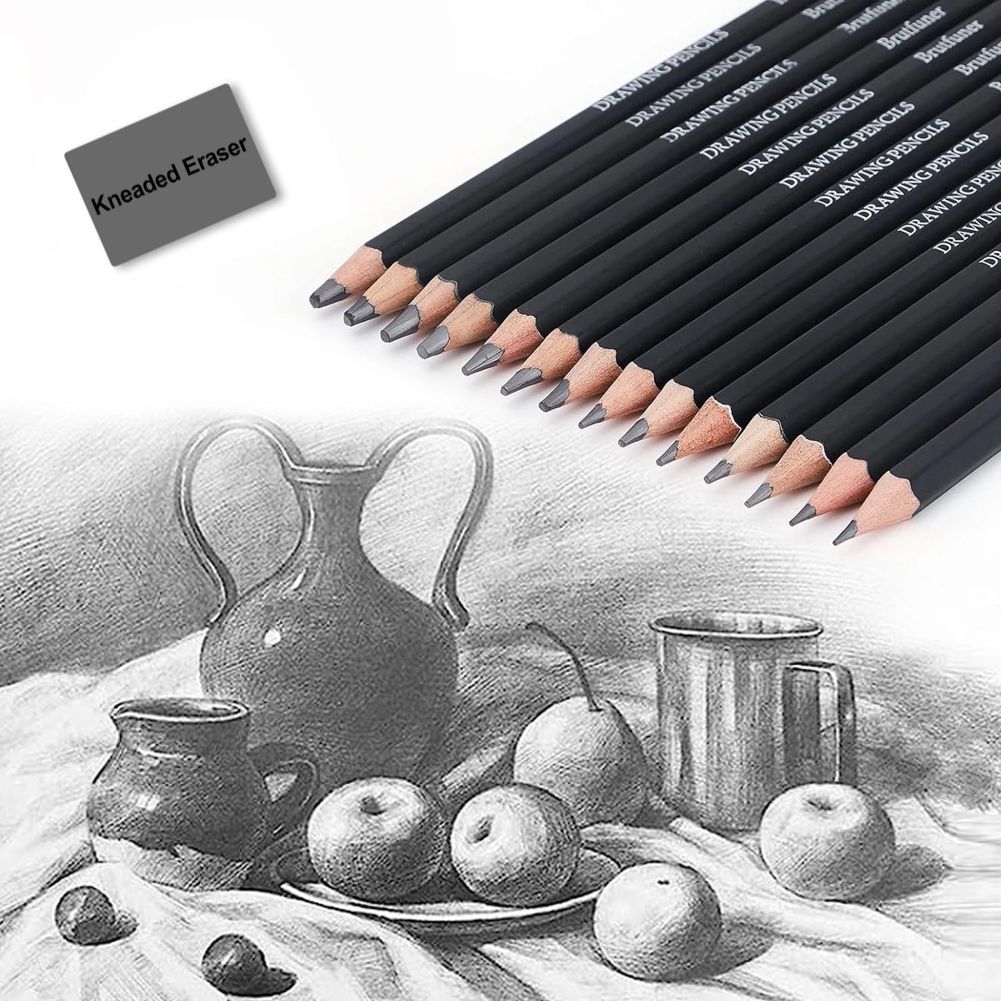 Vielseitiges 14-teiliges Skizze Bleistifte Set mit Härtegraden 6H–12B für Profi-Kunst