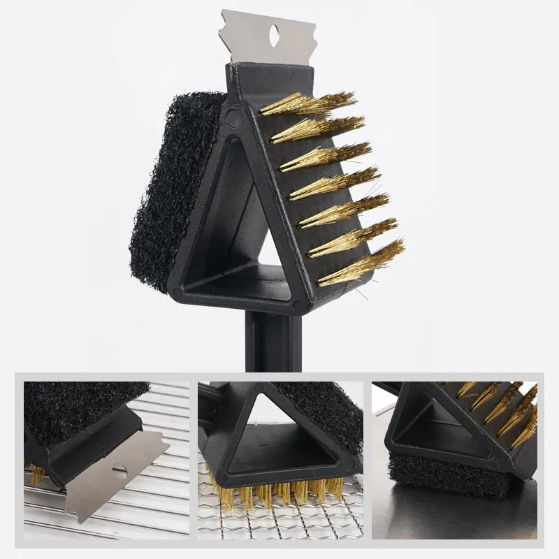 3-in-1 Kupfer-Draht Reinigungsbürste mit langem Griff für Grill und Ofen