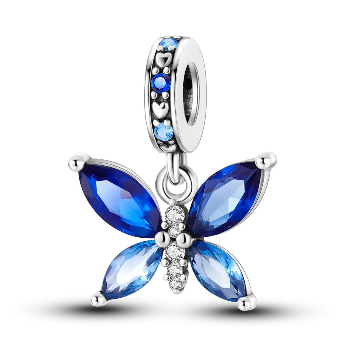 Edler Charm-Anhänger aus 925er Silber mit funkelndem blauem Zirkon – perfekt für DIY-Schmuck